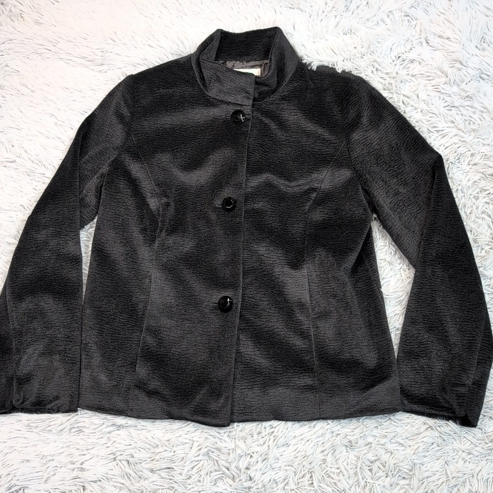 Laura Ashley Jacket Womens S Black Coat Button Up Casual Comfy Soft Preppy